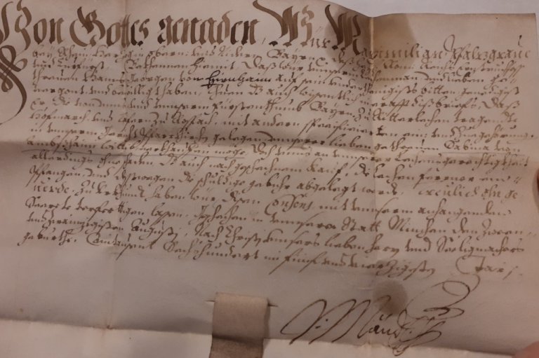 Original Kaufurkunde von Roßbach an Sabina von Ambsheim Original Kaufurkunde von Roßbach an Sabina von Ambsheim