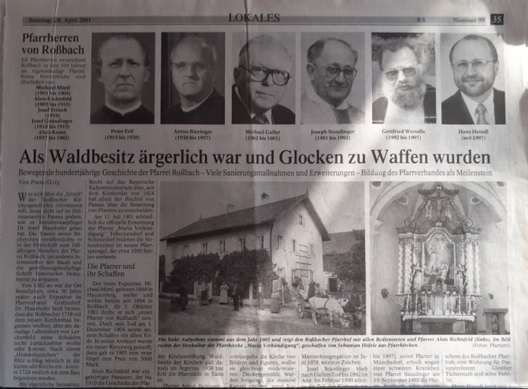 Pressebericht 100jähriges Pfarreijubiläum 2001 Pressebericht 100jähriges Pfarreijubiläum 2001